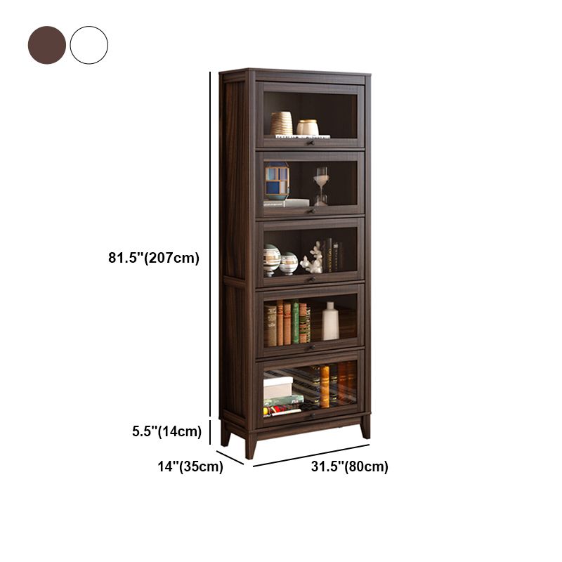 Contemporary Manufactured Wood Vertical Bookcase with Glass Doors