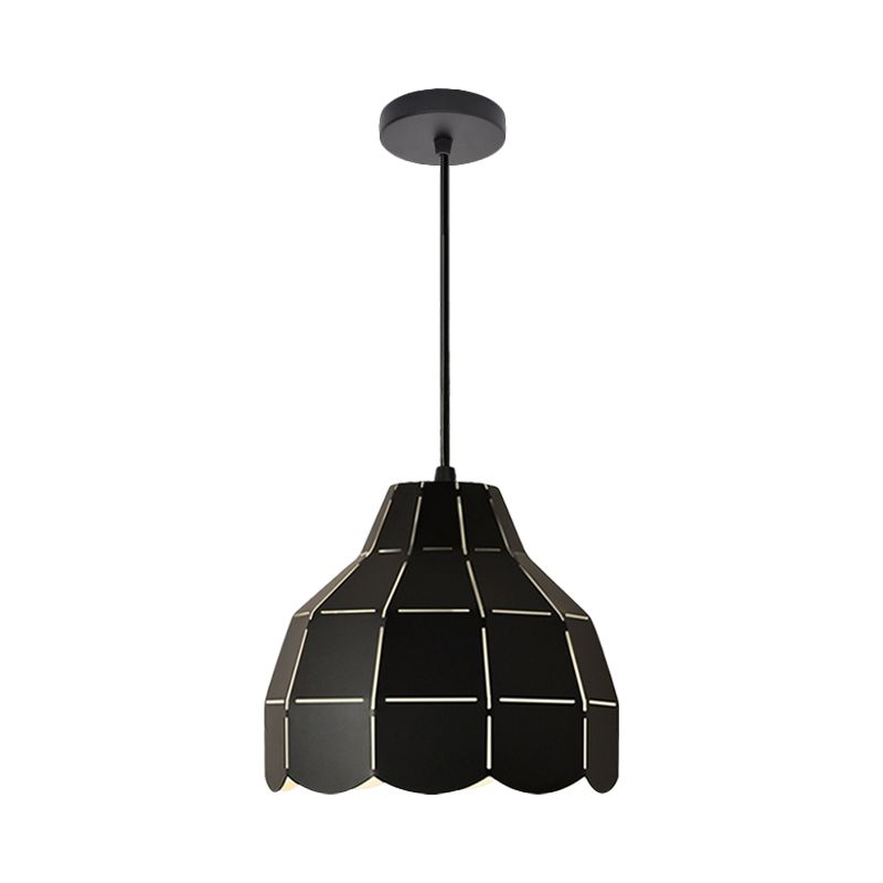 Black/Grey/White Dome Pendant Light One Bulb Nordic Style Metal Hanging Lamp for Dining Room