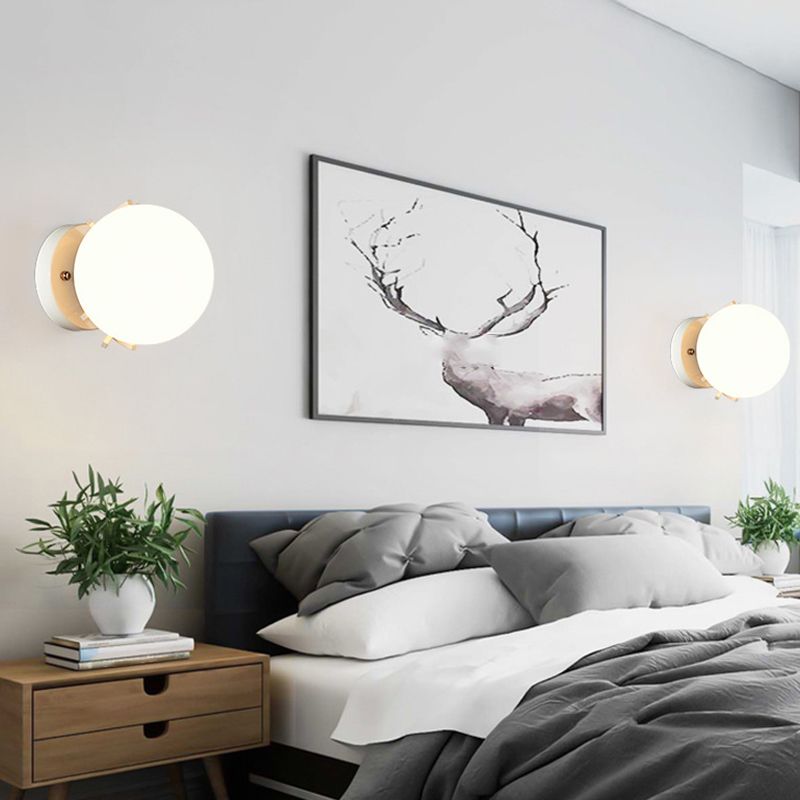 Modern Simple Glass Wall Mount Light Fixture Ball Shape Sconce Lights