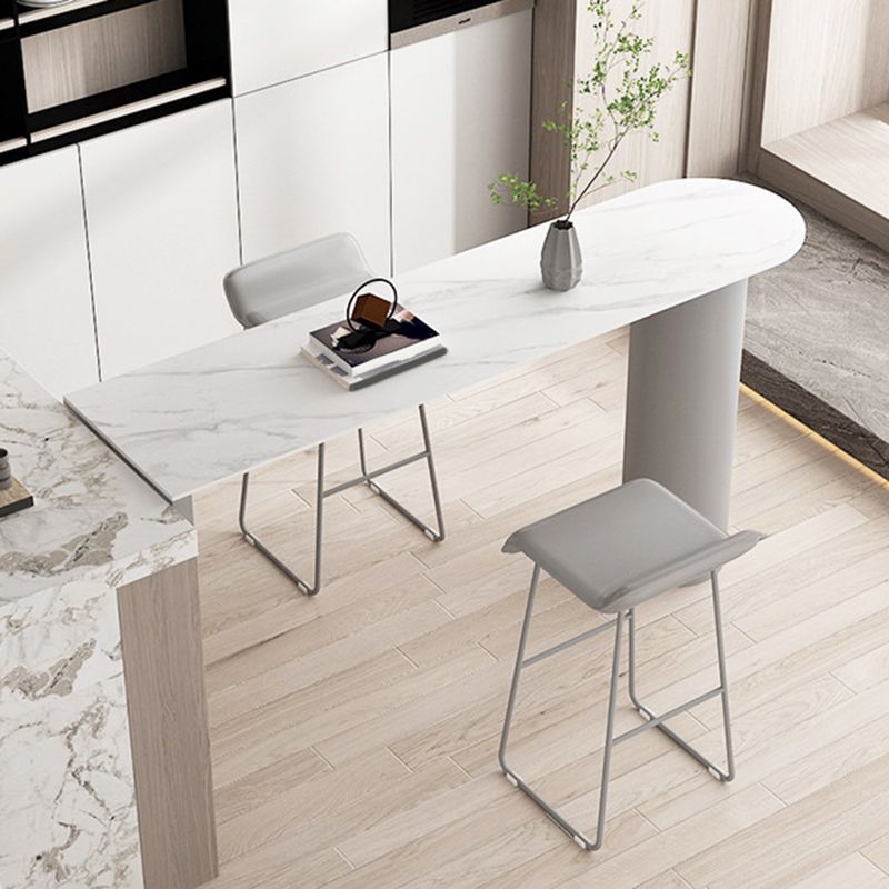 Sintered Stone Bistro Bar Table Double Pedestal Bar Table for Kitchen