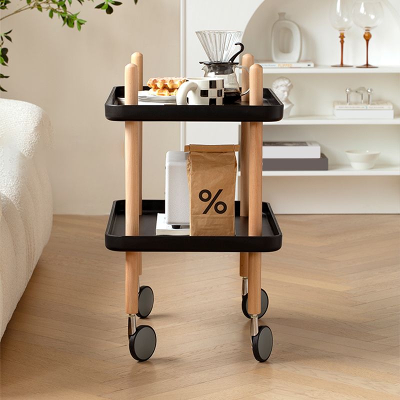 Modern 4 Legs End Table 2-Tier Wooden Accent Side Table for Living Room