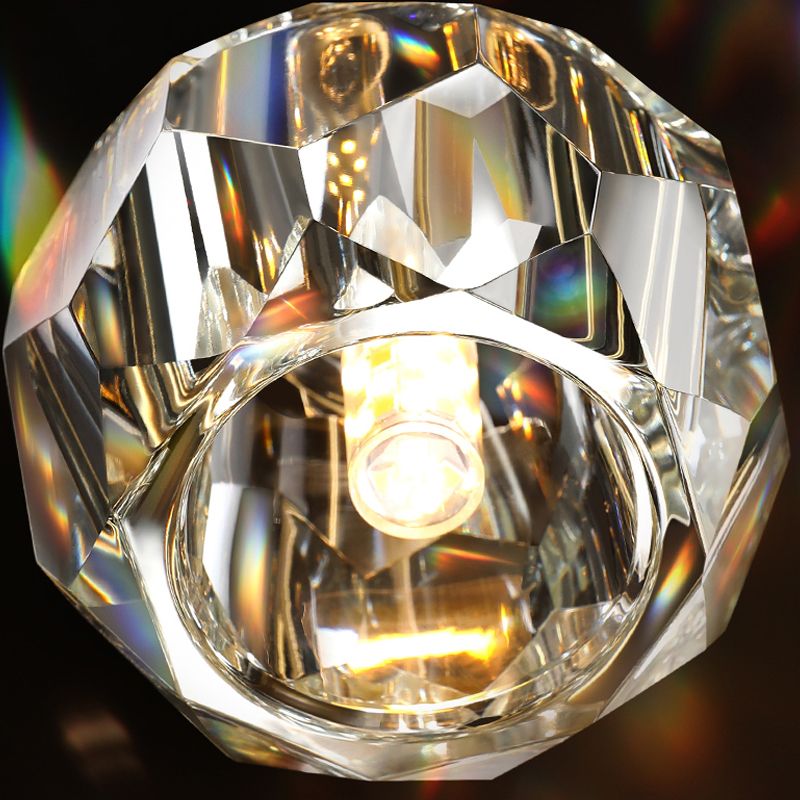 Round Down Lighting Pendant Modern Style Crystal Coppery Suspension Pendant Light