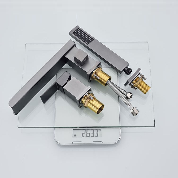 Deck Mounted Copper Roman Tub Faucet Low Arc Waterfall Roman Tub Faucet Set