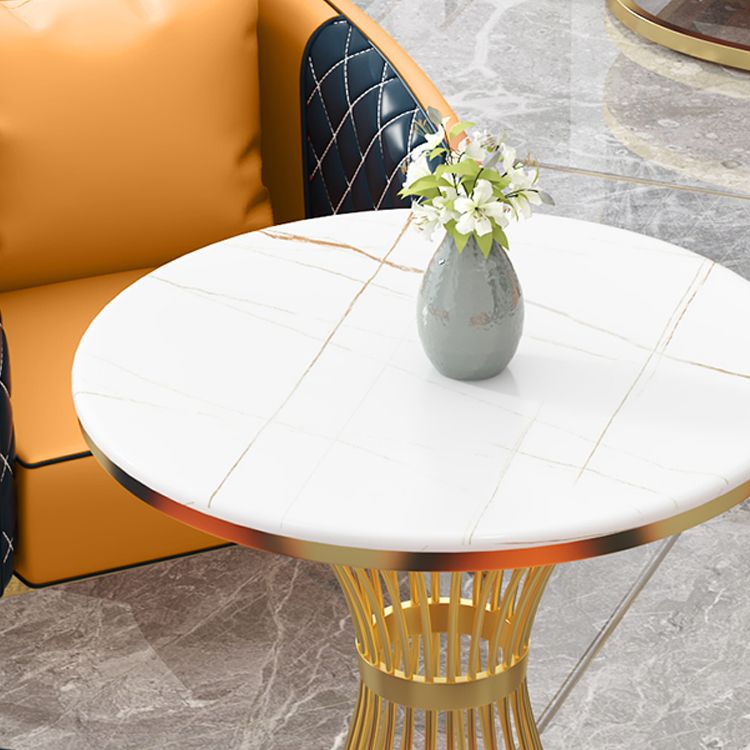 Glam Sintered Stone Dining Set Round 1/2/3/4/5 Pieces Dining Table Set for Home Use