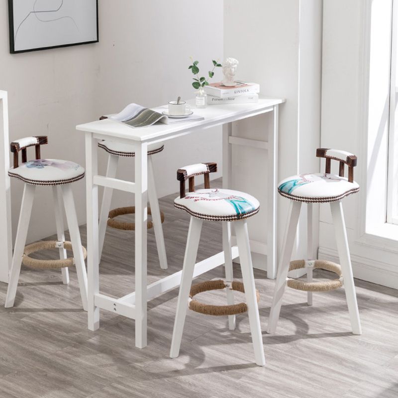 Industrial Solid Wood Bar Table Trestle Base Bar Table for Dining Room