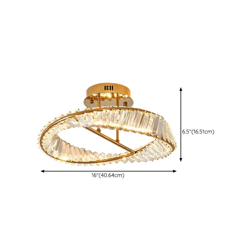 Linear Crystal 1 - Light Semi Flush Mount in Polished Gold Interior LED Ceiling Semi Flush
