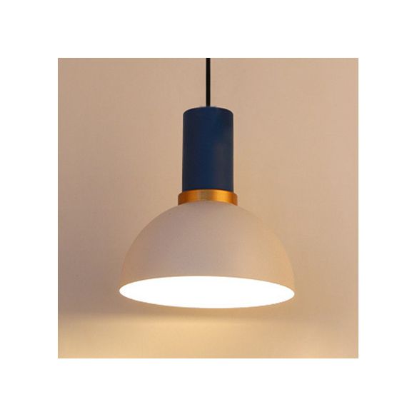 Bowl/Cone/Funnel Metal Hanging Ceiling Light Minimalist 1 Light Blue/Pink/Yellow Pendant Lamp