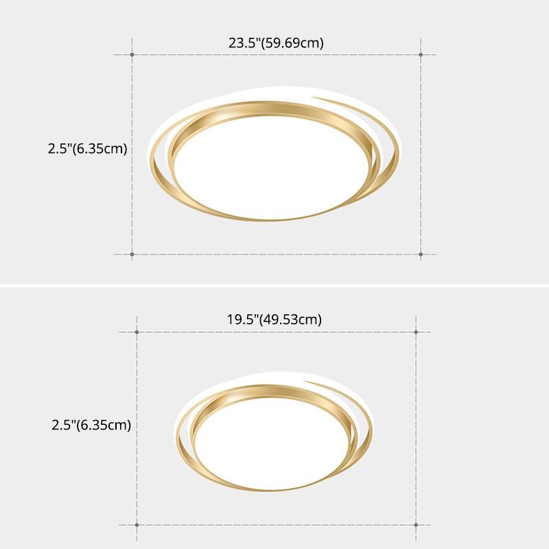 Luz LED circular dorada de montaje empotrado, montaje empotrado de techo de metal minimalista moderno para sala de estar