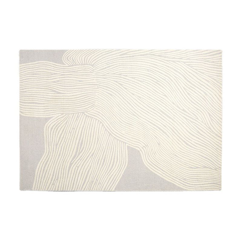 Beige Modern Rug Polyester Stripe Area Rug Non-Slip Backing Rug for Living Room