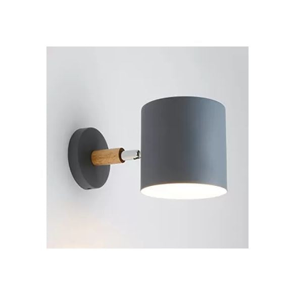 Rotatable Cylinder Wall Light One Head Macaron Style Metal Wall Lamp for Child Bedroom