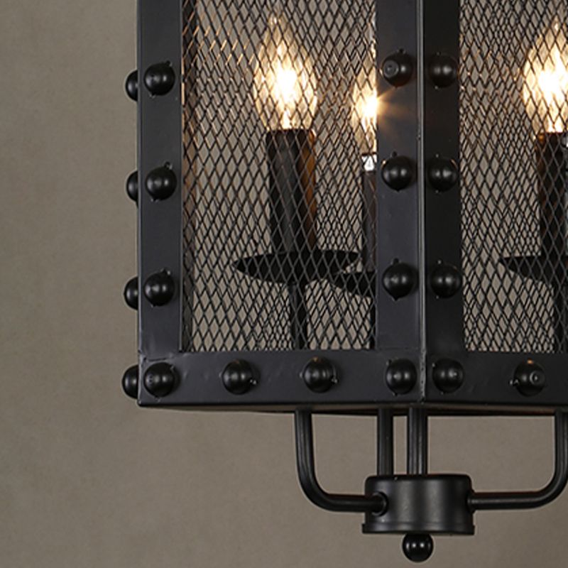 Lustre en métal éclairage rétro 3 lumières, émissaire de lampe pendentielle de restaurant en noir