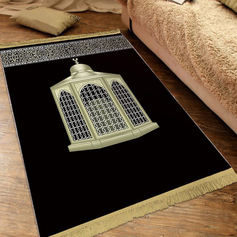 Modern Black Carpet Graphic Polyester Carpet Washable Carpet for Home Decor