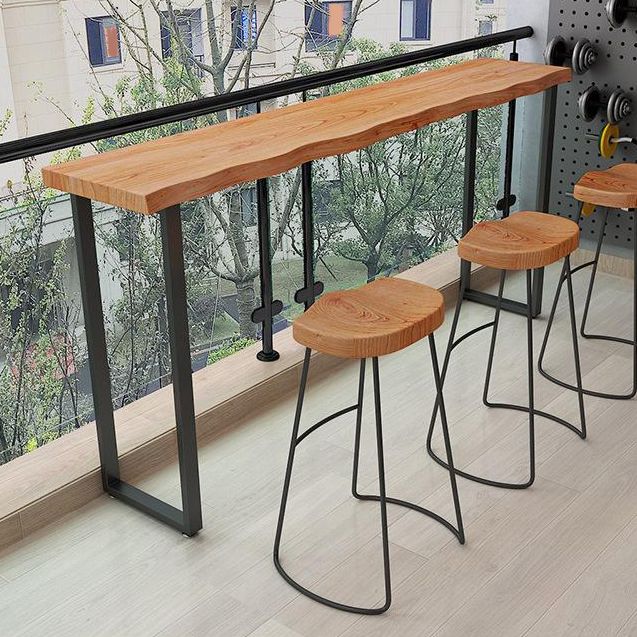 Glam Sled Bistro Bar Table Solid Wood Indoor Bar Height Pub Table in Natural