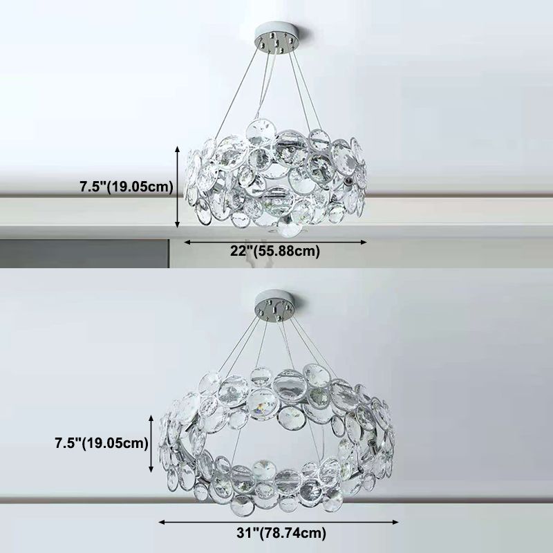 Modern Style Hanging Lights Round Crystal LED Chandelier for Living Room