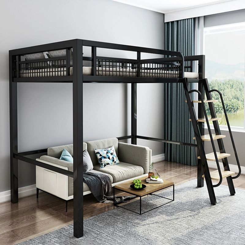 Contemporary Metal Bed 82.67" Tall Open-Frame Bed in Black/White