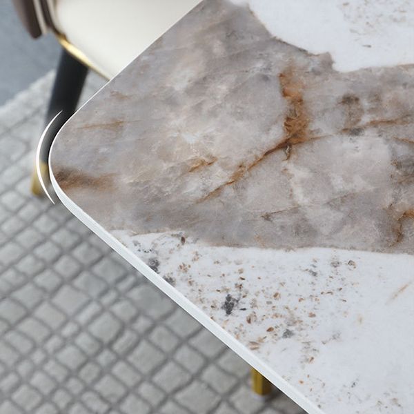 Modern Style Rectangle Dining Table Sintered Stone Table with Metal Legs for Home