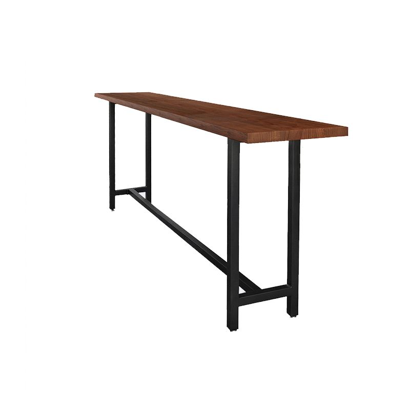 Wood Top Bar Height Table Industrial Style Bistro Pub Table with Black Base