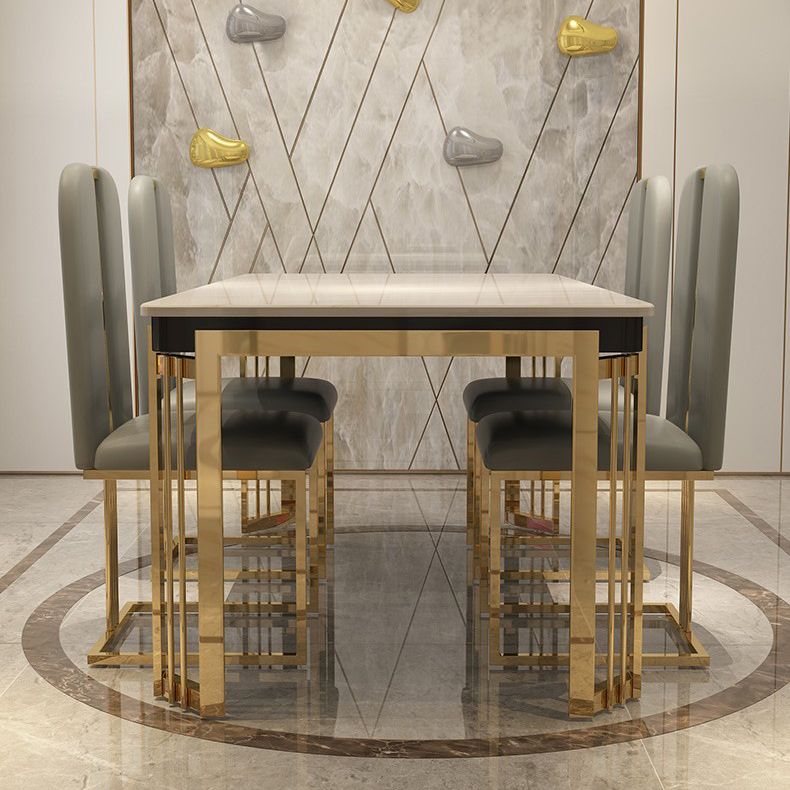 Contemporary Sintered Stone Rectangle Table Set 1/2/5/7/9 Pieces Dining Set for Home