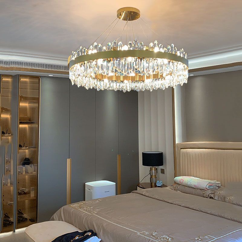Light Luxury Style Round Hanging Pendant Lights Crystal Pendant