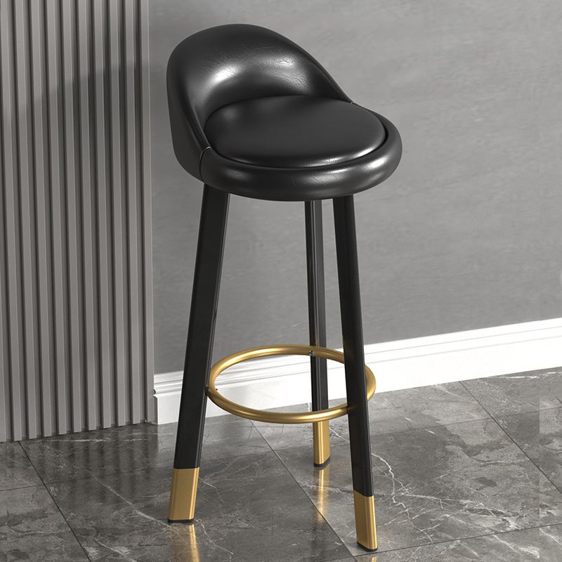 Contemporary Leather Counter Height Stools Bucket Bar Stool for Indoor