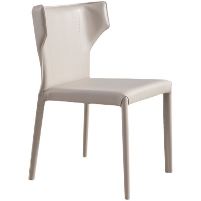 Contemporary Side Chair Solid Back Faux Leather Dining Room Chair for Indoor