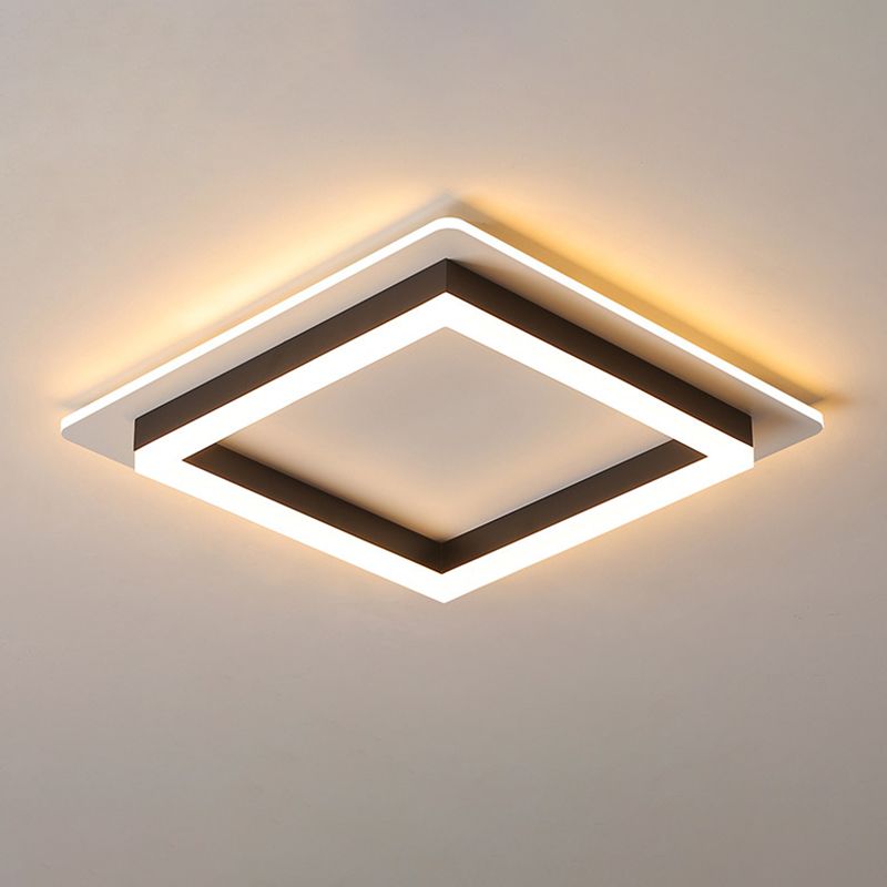 Square Flush Mount Modern Metal Flush Ceiling Light Fixture for Bedroom
