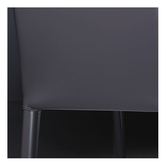 Silla de comedor de cuero moderna, silla lateral de metal sin brazos para uso doméstico