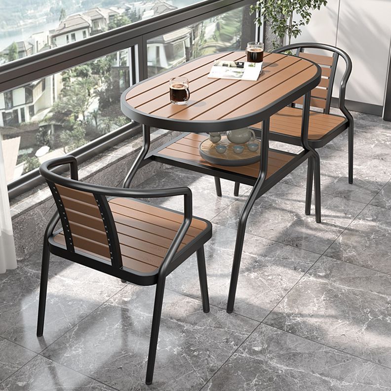 Boho Style 1/3 Pcs Patio Dining Table Set Wood Dining Table Set