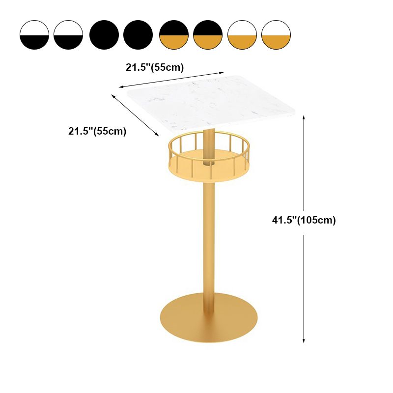 Contemporary Bar Dining Table Indoor Pedestal Marble Top Bar Height Table 42-Inch Top