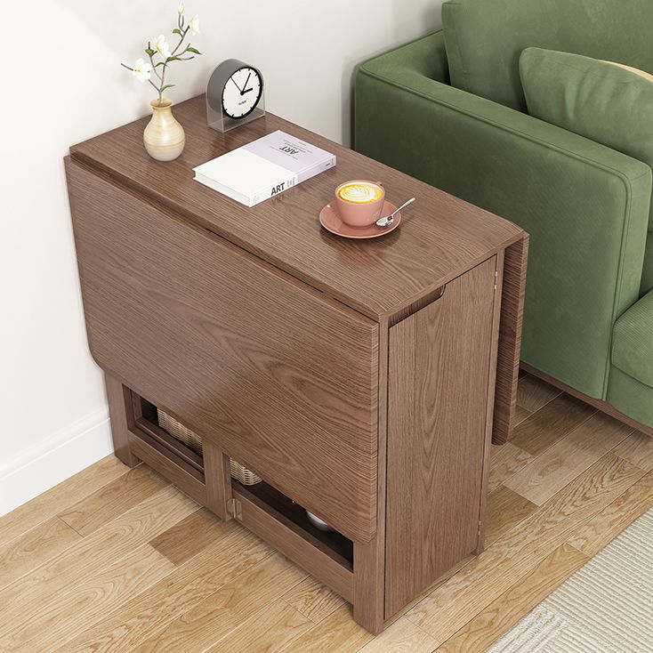 Mid-Century Modern Dining Table Rectangle Solid Wood Drop-Leaf Dining Table