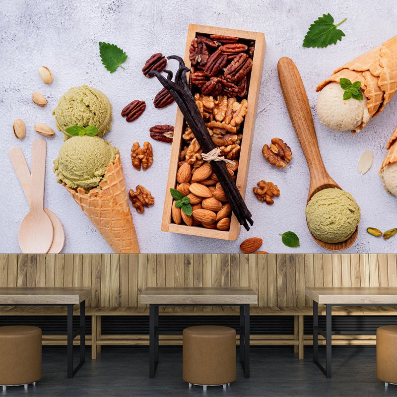 Customized Ice Cream Pattern Mural Wallpaper Mildew Resistant Commerce Shop