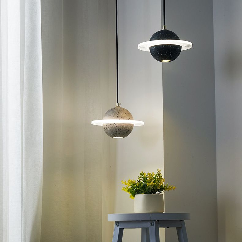 Globe Hanging Pendant Lights Modern Minimalist Style Pendant Ceiling Light with Cement Shade