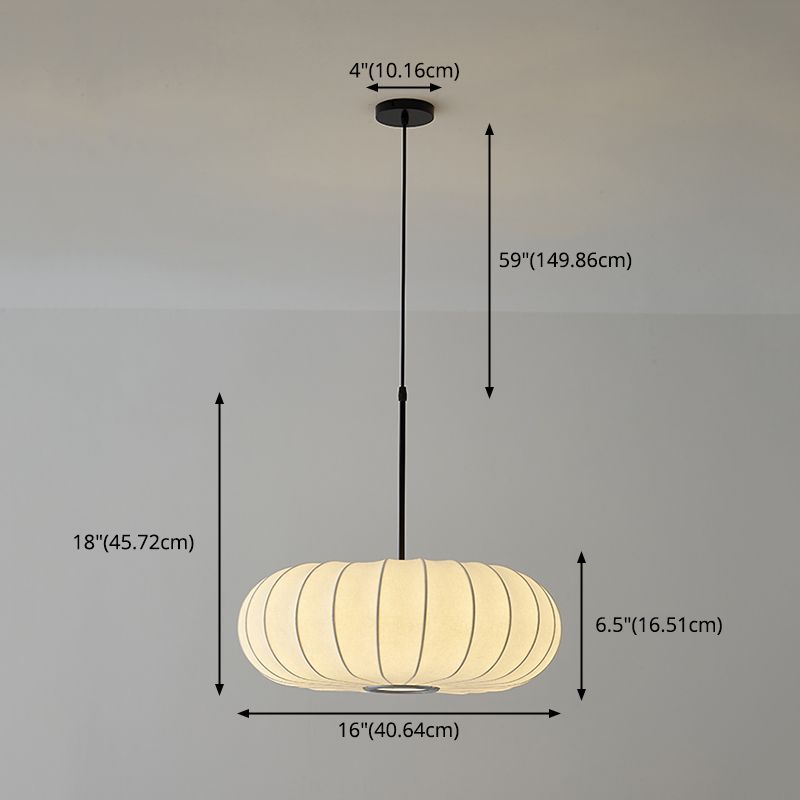 Lámpara colgante en forma de calabaza blanca Simplicidad de techo de seda de 1 luces para salón de té