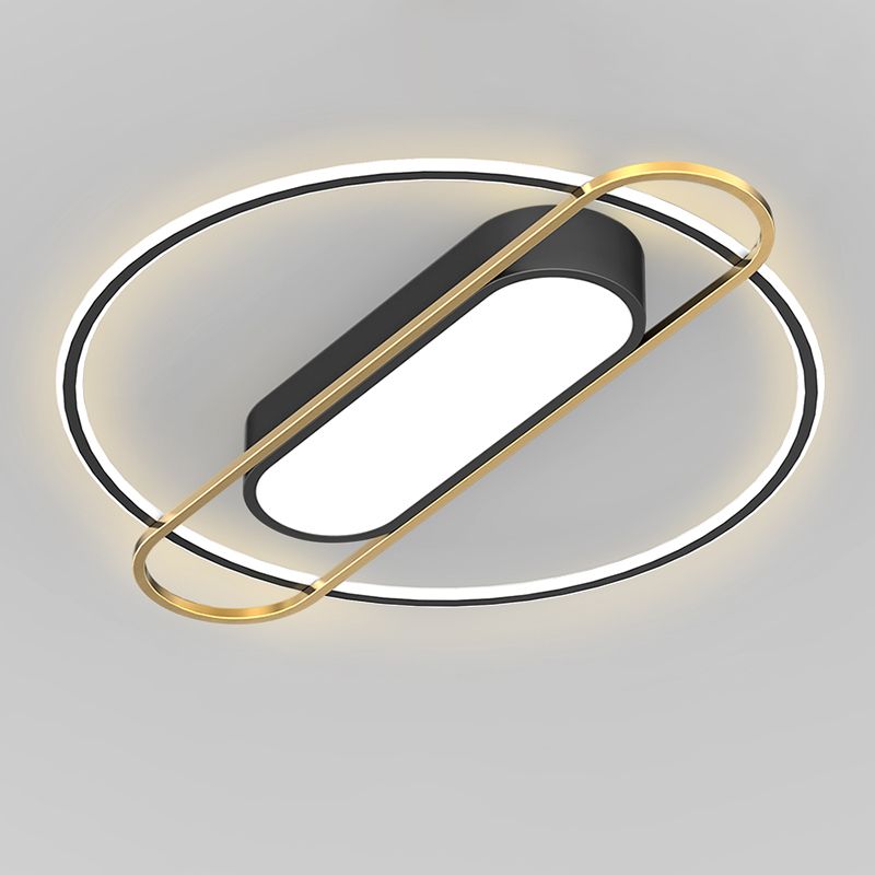 Nueva lámpara de montaje de LED de hierro forjado moderno Lámpara de montaje de techo negro para dormitorio