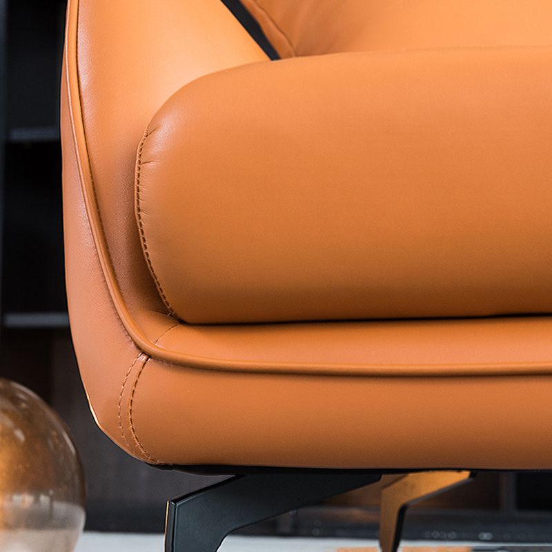 35.43" Wide Leather Wingback Chair in Orange with Black Basic Four Leg
