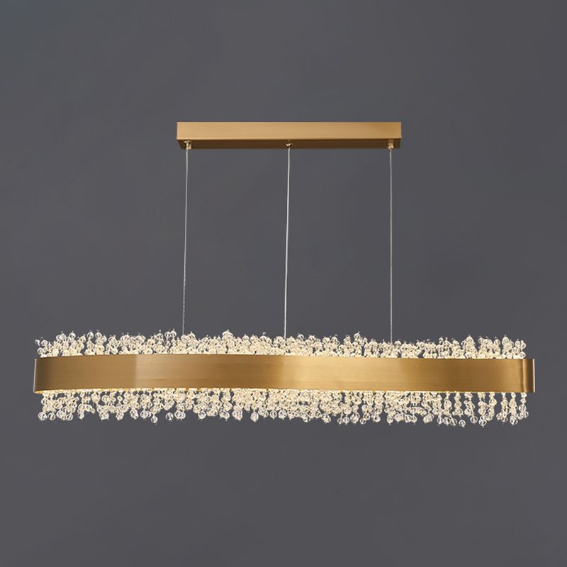 Modern LED Island Lamp Kitchen Dining Room Stainless Steel Crystal Hanging Lamp Fixture