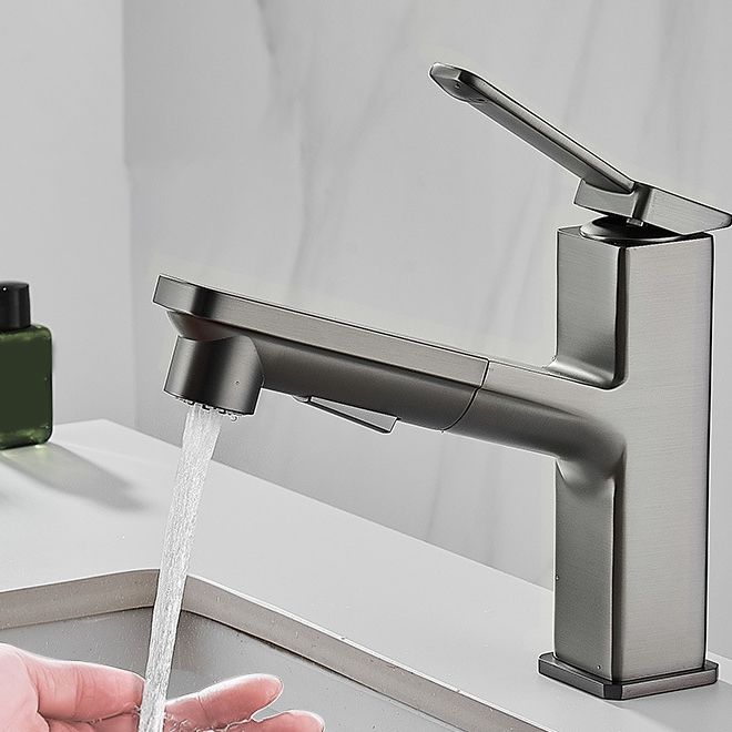 Modern Brass Sink Faucet Centerset Bathroom Faucet with Water Hose