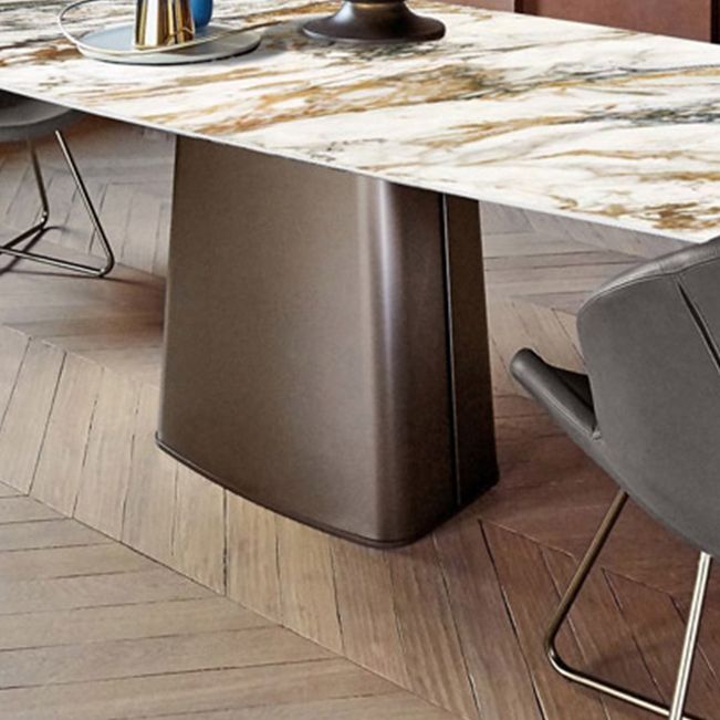 Mesa de piedra sinterizada de estilo de lujo Mesa de rectángulo de pedestal único para el hogar