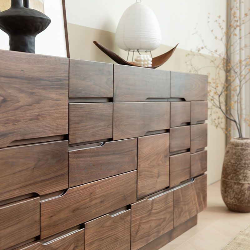 Contemporary Horizontal Dresser Wood Storage Dresser with Drawers for Bedroom