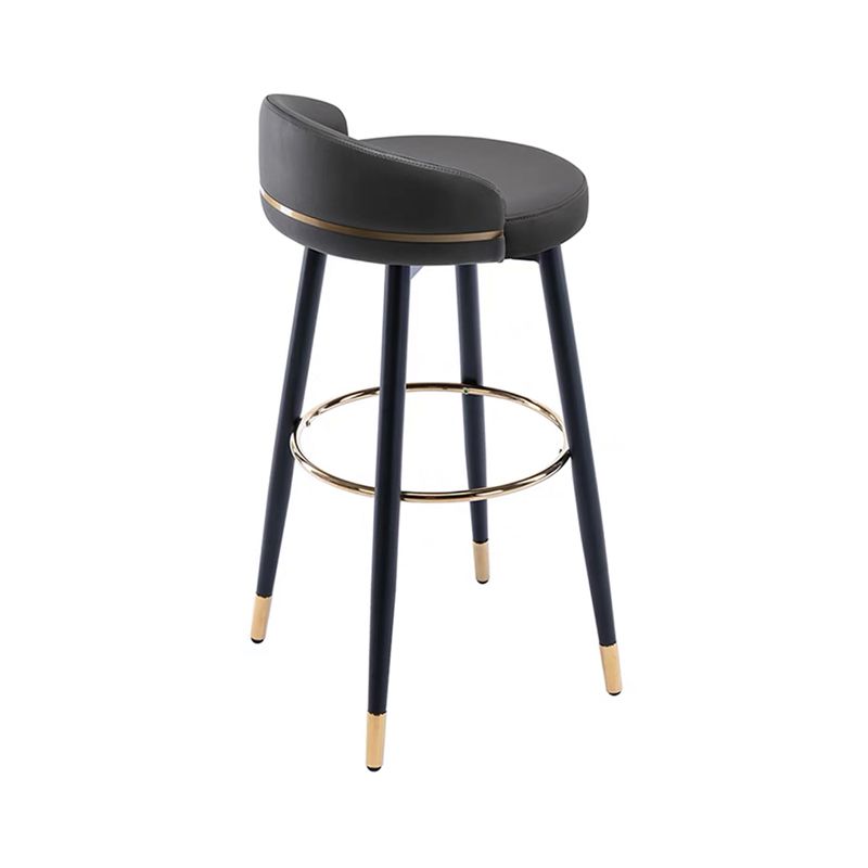 Modern Low Back Counter Stool Faux Leather Armless Bar Chair