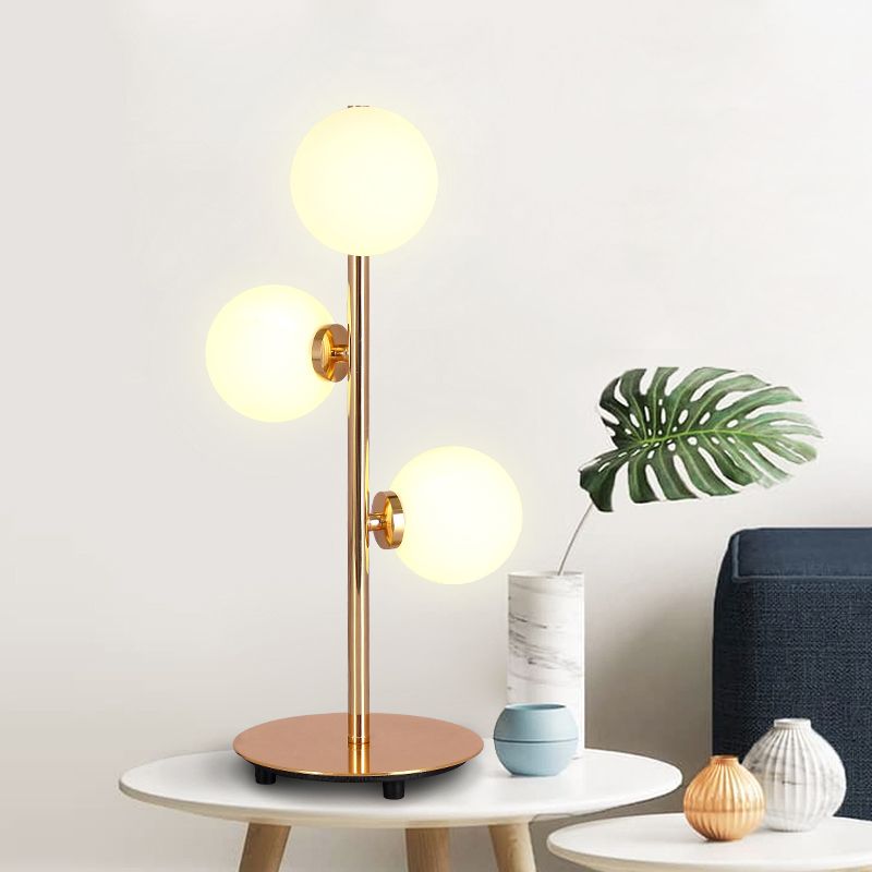 3 Lights Table Lamps Post Modern Style Gold Table Light with Globe White Glass Shade