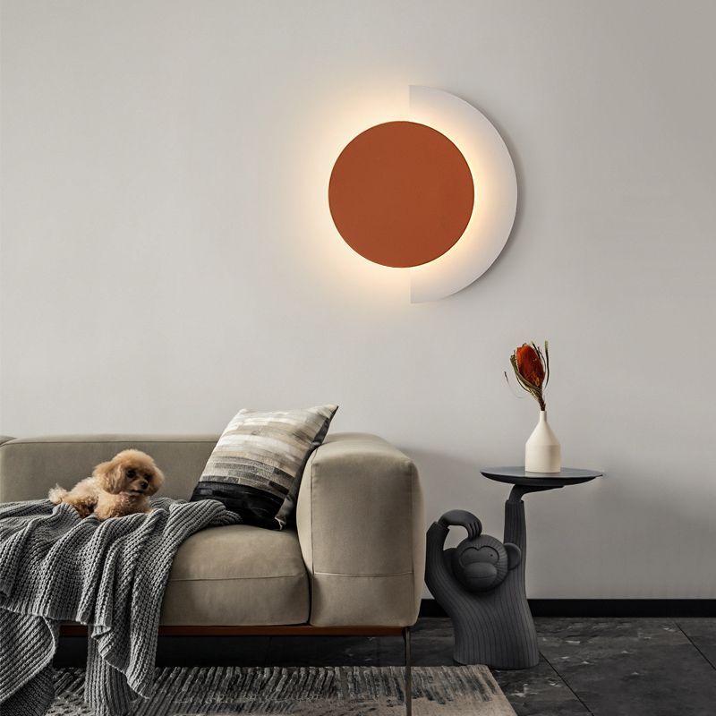 Round Shape Metal Wall Lights Modern Style Wall Mounted Light Fixtures
