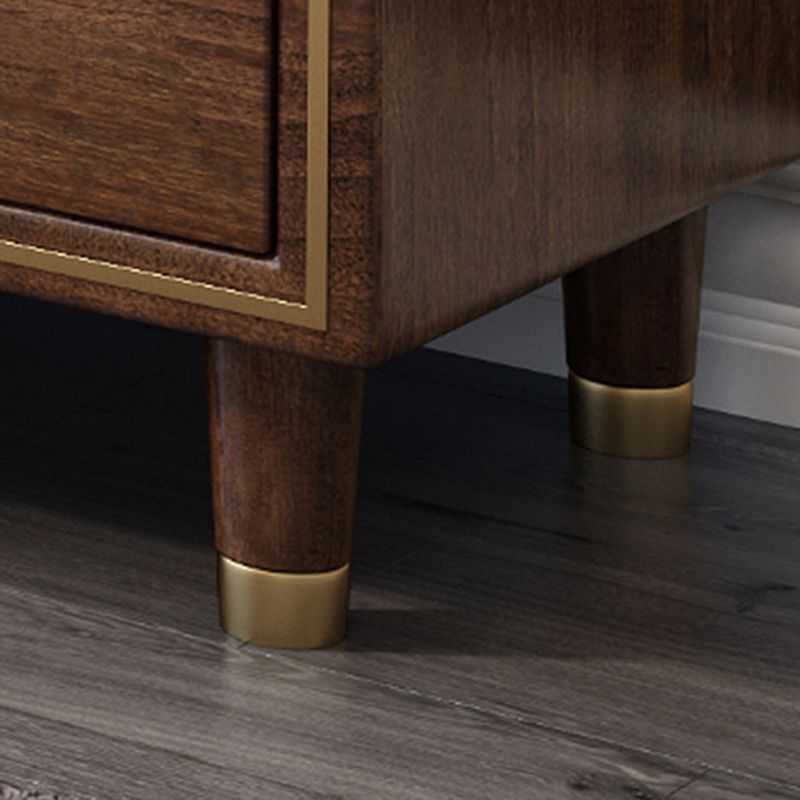 Glam Solid Wood Storage Chest Bedroom Chest in Brown with Drawers