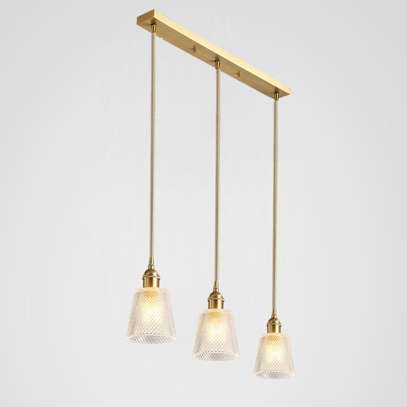 Tapered Pendant Light Fixture Mid-Century Modern Ribbed Glass Hanging Pendant Lights for Bar