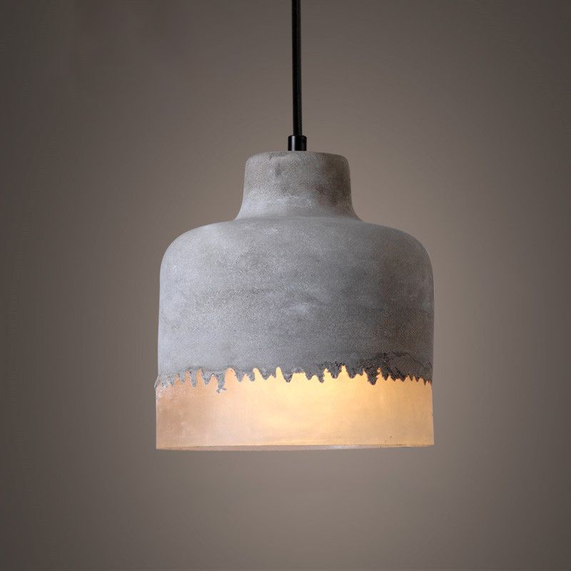 1-leichte graue Schatten-Anhängerlampe moderne minimalistische Zementlampe für Wohnzimmer