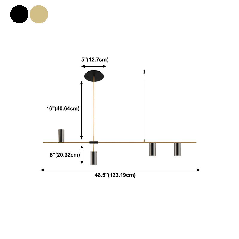 Black/Gold Aluminum Island Pendant Lighting Modern Island Hanging Light