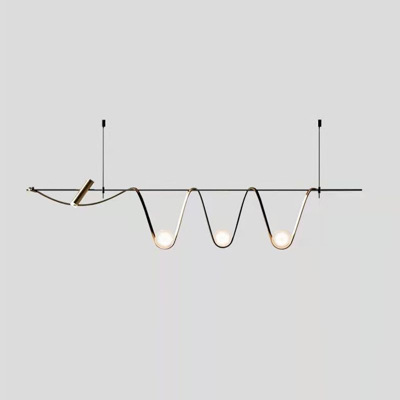 Modern Style Wave Shape Island Pendants Metal Pendant Lights for Dining Room