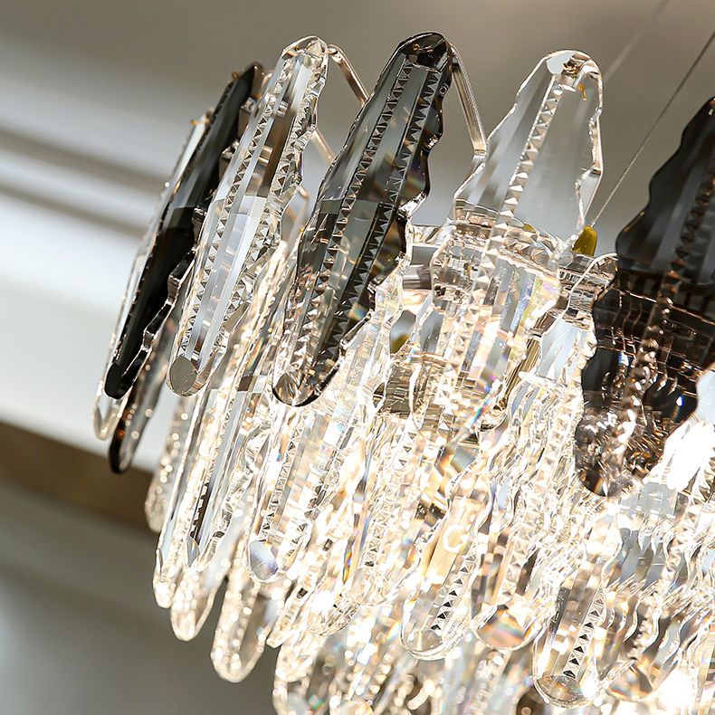 Luz de la isla de cristal sombreada lámpara de lámpara de lámpara de estilo moderno en transparente