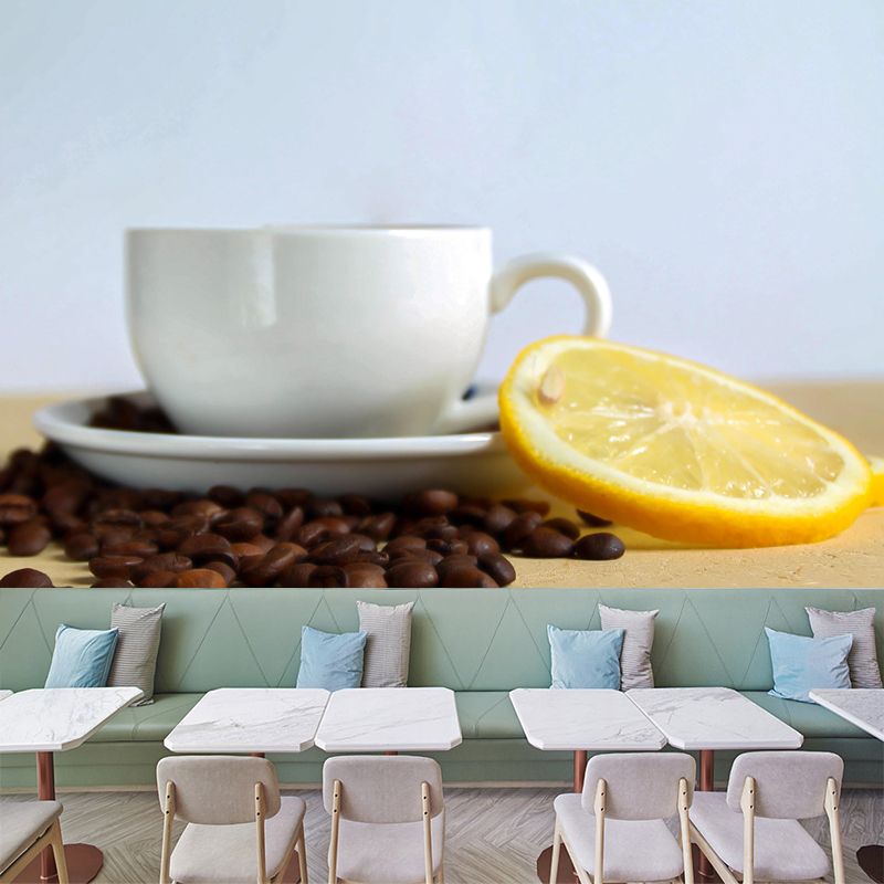 Photography Coffee Beans Mural Soft Color Mildew Resistant Wallpaper for Decoration