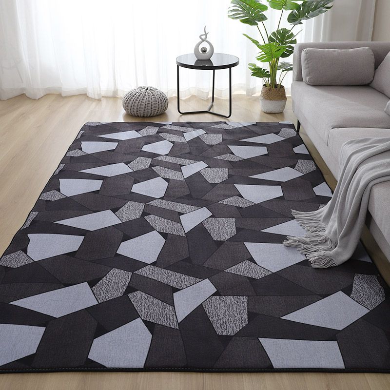Navy Modern Rug Polyester Vis Binnen Taprijk Rug Stain Resistant Rug voor woonkamer